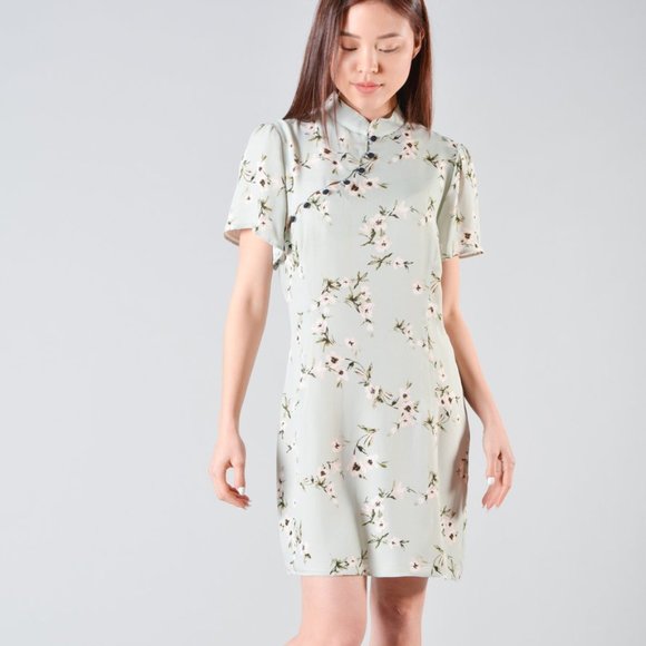 STONE COLD FOX MINT FLORAL S/S DRESS - Picture 1 of 4